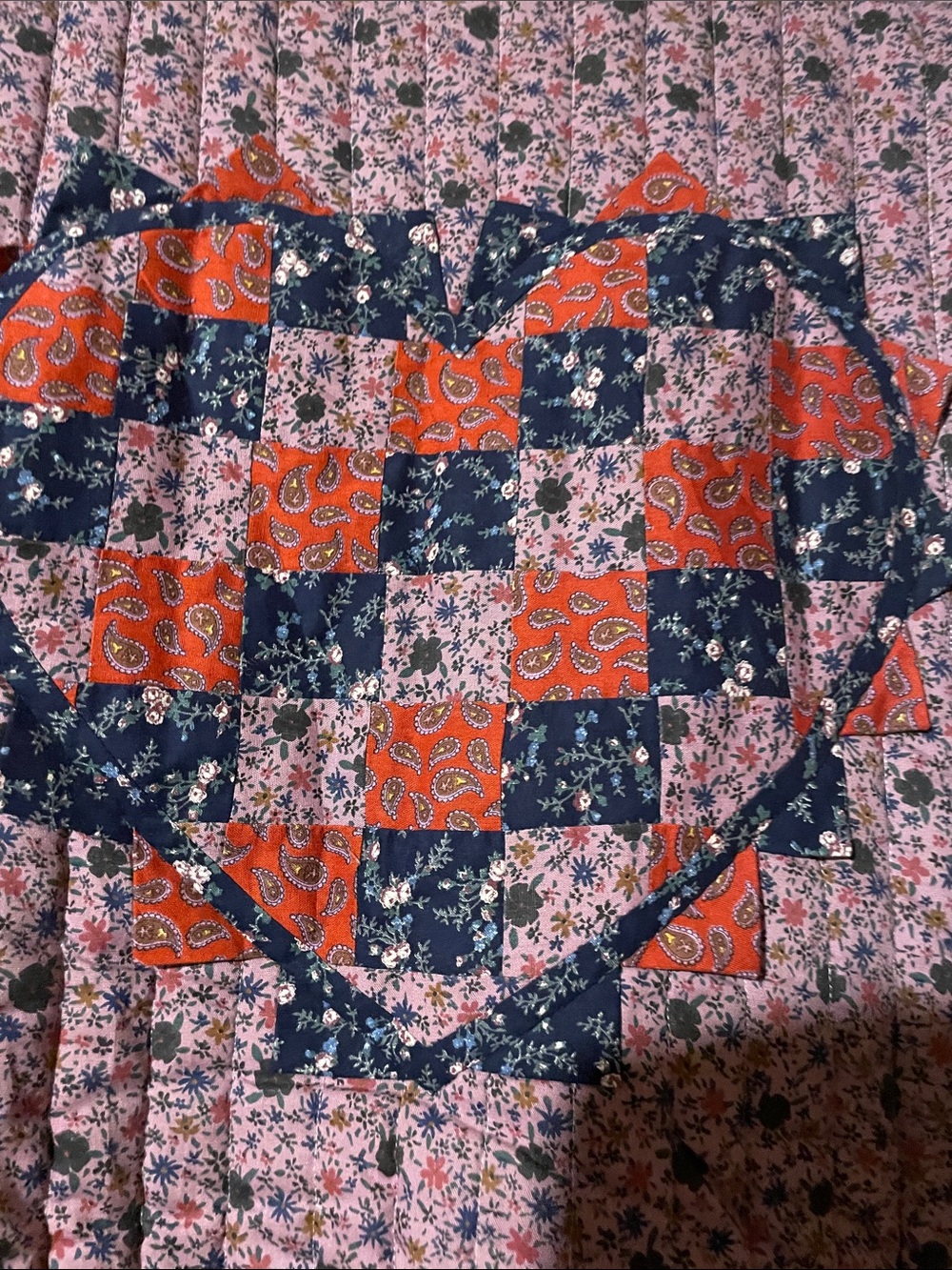 Vintage Handmade Quilted Patchwork Vest – Floral & Paisley Bird size L - Picture 5 of 14